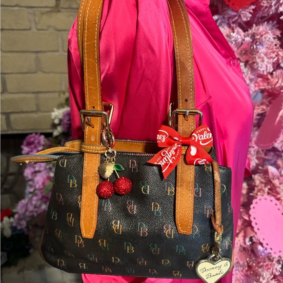 Dooney & Bourke Handbags - Dooney & Bourke Black and Tan Shoulder Bag